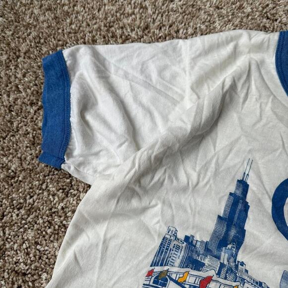 Vintage 80s MLB Chicago Cubs Wrigley Field Ringer Shirt - Picture 4 of 7